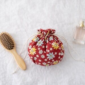 Fabric Jewelry & Makeup Pouch | Floral Drawstring Travel Holder